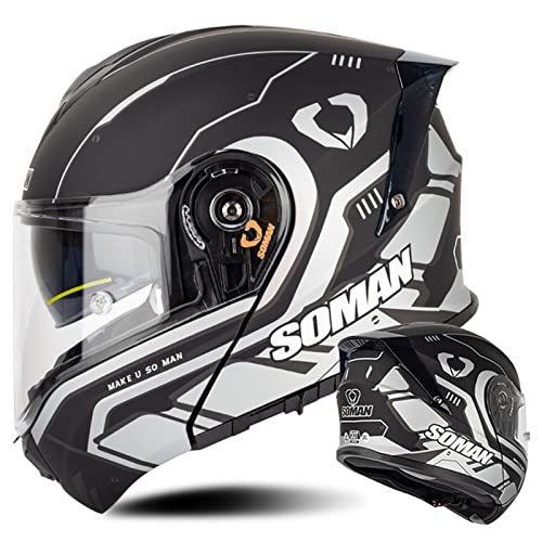 Motorradhelm Klapphelm Integralhelm Mit Doppelvisier Sonnenblende Rollerhelm Sturzhelm Für Damen Herren Erwachsene ECE Zertifiziert Modularer Full Face Motocross Helm 2,XXL von ZhangHai