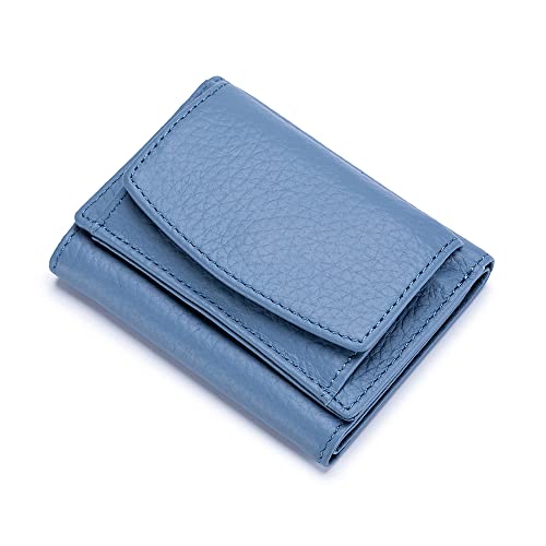 ZhaoCo kleine Geldbörse Damen mit Münzfach Echtleder Geldbeutel Damen Mini Portemonnaie mit RFID Schutz Kreditkartenetui für Frauen Mädchen - Blau ZhaoCo kleine Geldbörse Damen mit Münzfach Echtleder Geldbeutel Damen Mini Portemonnaie mit RFID Schutz Kreditkartenetui für Frauen Mädchen - Blau von ZhaoCo