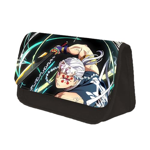 Zhongkaihua Kamado Tanjiro Kamado Nezuko Agatsuma Zen'itsu Kochou Shinobu Fashion Stationery Canvas Pencil Case for Girls Boys Schooler Gift Large Capacity Back to School Anime Pen Bag, Uzui Tengen, von Zhongkaihua