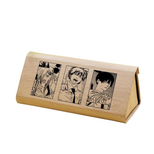 Zhongkaihua Makima & Denji Anime Print Federmäppchen Große Kapazität Multifunktionale Schreibwaren Aufbewahrungstasche für Studenten Faltbare Dreieck Brille Aufbewahrungsbox, Typ1, 6.5*7*16cm von Zhongkaihua