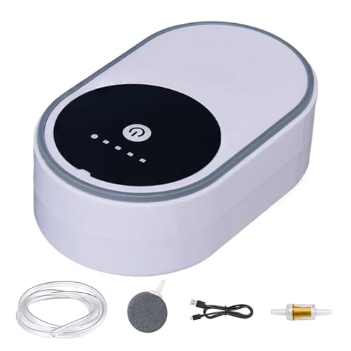 Aquarium Luftpumpe | Multifunktionale Wassertank-Sauerstoffpumpe | Wiederaufladbare Aquarium Sauerstoffpumpe | Leichte Aquarium USB-Ladeluftpumpe | Leise Sauerstoffpumpe für Aquarium von Ziabxhn