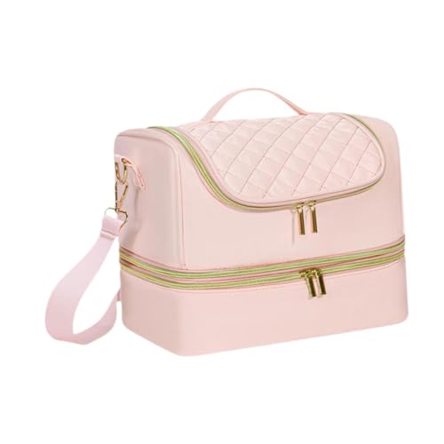 Ｚｉａｌｏｆｉ Nagellack-Tragetasche, 2-lagig, große Kapazität, tragbare Handtasche, Fingernagellack-Reise-Organizer für Kosmetik im Freien, Rosa von Ｚｉａｌｏｆｉ