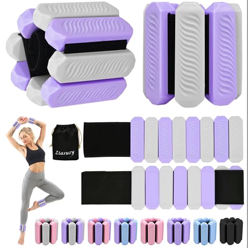 Knöchel- und Handgelenkgewichte für Frauen, verstellbare Gewichte 2er Set (je 0,5 kg), für Walking, Yoga, Tanz, Fitnessstudio (lila-weiß) von Ziasuzy