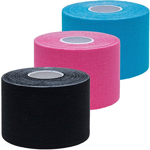 ZiATEC Pro Kinesiologie Tape - Physio-Tape, Farbe:1x blau / 1x pink / 1x schwarz von Ziatec