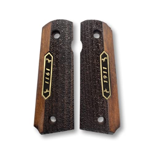 Zib Grips, 1911 Premium-Holzgriffe, Gold – schwarzes Metalllogo, 1911-Zubehör, 1911 Ambi Safety Cut-Griffe, weitgehend passend für alle 1911-Modelle (Logo *1911*, körniges Muster, schwarzes Metalllogo Zib Grips, 1911 Premium-Holzgriffe, Gold – schwarzes Metalllogo, 1911-Zubehör, 1911 Ambi Safety Cut-Griffe, weitgehend passend für alle 1911-Modelle (Logo *1911*, körniges Muster, schwarzes Metalllogo von Zib Grips