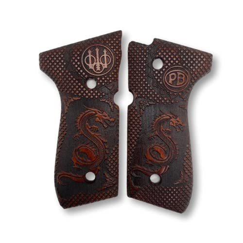 Zib Grips Handgefertigte Holzgriffe für für Beretta 92FS, 92, 92F, 92A1, 92FS INOX, 92G, 92D, 96, 96D, 96A1, M9, M9A1 und Girsan Regard MC-Griffe, Cachas para 9 mm für Beretta 92FS (Zib Dragon Chestnu von Zib Grips