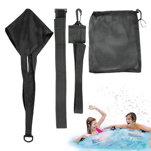 Zibeem Schwimm-Fallschirm-Widerstandstrainingsausrüstung, Pool-Schwimmgurt-Trainer | Pool-Schwimmübungstrainer-Set - Schwimm-Wasserwiderstandsgürtel, Schwimm- und Poolzubehör, stationärer Trainer zum von Zibeem