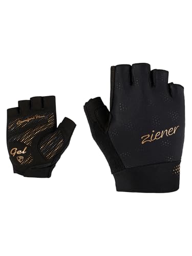 Ziener Damen CRISSI Fahrrad-/Mountainbike-/Radsport-Handschuhe | Kurzfinger - atmungsaktiv/dämpfend, Black.Gold Art, 6,5 Ziener Damen CRISSI Fahrrad-/Mountainbike-/Radsport-Handschuhe | Kurzfinger - atmungsaktiv/dämpfend, Black.Gold Art, 6,5 von Ziener