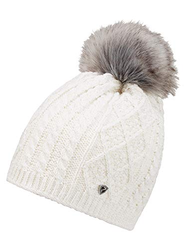 Ziener Damen ILLHORN Mütze | gestrickt, warm, Kunstfellbommel, White, Usex Ziener Damen ILLHORN Mütze | gestrickt, warm, Kunstfellbommel, White, Usex von Ziener