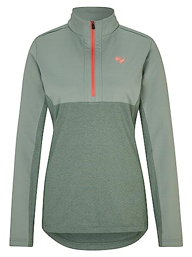 Ziener Damen JAPRA Skipullover Skirolli Funktions-Shirt | warm elastisch PFC frei, green mud. Gray seal, 42 von Ziener