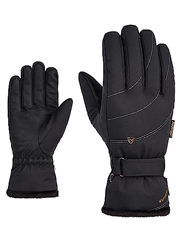 Ziener Damen KAHLI Ski-Handschuhe/Wintersport | Primaloft, Plüschfutter, Black.Gold Art, 6,5 von Ziener