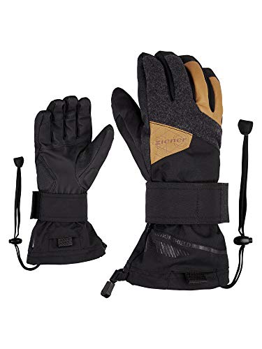 Ziener Erwachsene Maximus AS Snowboard-Handschuhe/Wintersport | Wasserdicht, Atmungsaktiv, Protektor Innenseite und Oberhand, Black/tan, 10, Schwarz von Ziener