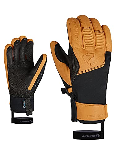 Ziener Herren Ganzenberg Ski-Handschuhe/Wintersport, wasserdicht, atmungsaktiv, Alpine Wool, Black/tan, 10,5 von Ziener