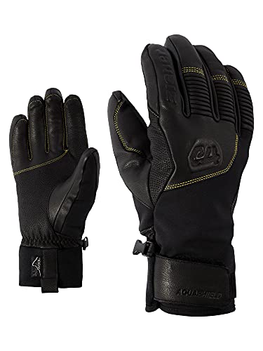 Ziener Herren Ganzenberg Ski-Handschuhe/Wintersport, wasserdicht, atmungsaktiv, Alpine Wool, Black.Citrus, 7,5 von Ziener