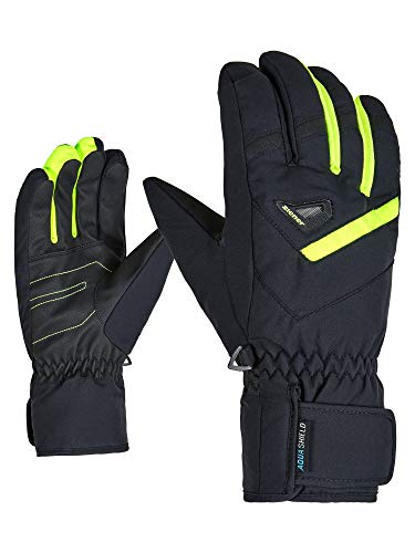 Ziener Herren Gary AS Ski-Handschuhe/Wintersport | Wasserdicht, Atmungsaktiv, Black.Poison Yellow, 9 von Ziener