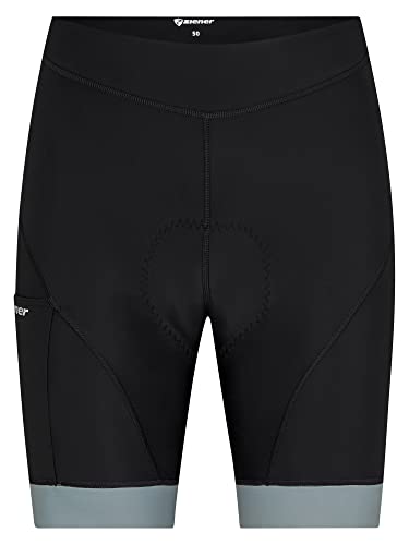 Ziener Herren NENIK Fahrrad-Tight/Rad-Hose/Mountainbike/Rennrad - atmungsaktiv,schnelltrocknend,gepolstert,Gel, black.green stone, 58 von Ziener