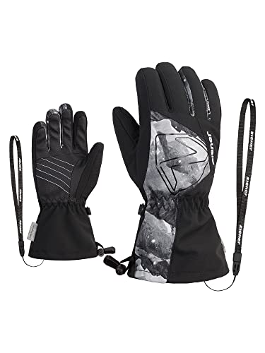 Ziener Kinder Laval Ski-Handschuhe/Wintersport | wasserdicht extra warm Wolle, black.grey mountain print, 7 von Ziener