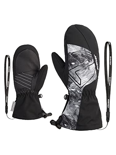 Ziener Kinder LAVALINO Ski-Fäustling/Wintersport | wasserdicht extra warm Wolle, black.grey mountain print, 7 von Ziener