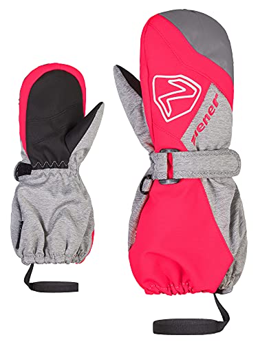 Ziener Unisex Baby Laurus Ski-Fäustlinge/Winter | wasserdicht, Lange Stulpe, reflektierend, Light Melange.neon pink, 80cm von Ziener