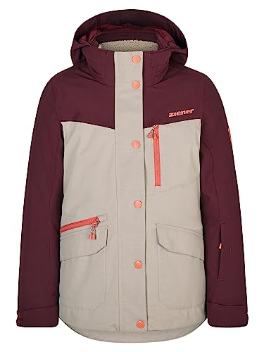 Ziener Mädchen ANOKI Ski-Jacke, Winterjacke | wasserdicht, winddicht, warm, silver beige tex, 164 von Ziener