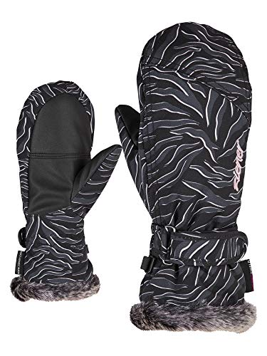 Ziener Mädchen LED MITTEN GIRLS glove junior Ski-handschuhe / Wintersport |warm, atmungsaktiv, , schwarz (zebra print), 6 von Ziener