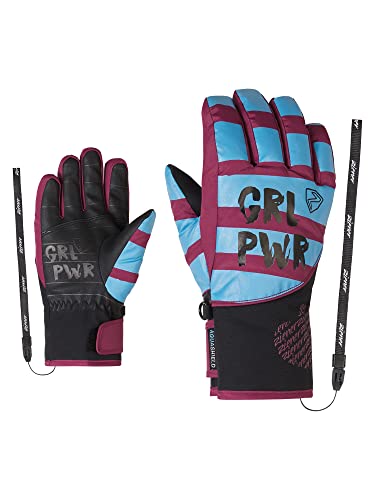 Ziener Mädchen LIWA Ski-Handschuhe/Wintersport | wasserdicht, Primaloft, modisch, Blue nile.Raspberry, 3,5 von Ziener