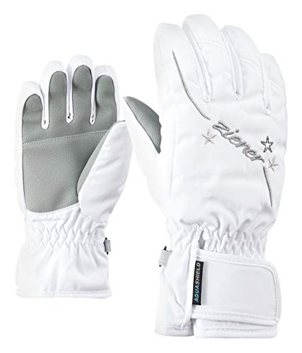 Ziener Mädchen LULA AS GIRLS glove junior Ski-handschuhe / Wintersport | wasserdicht, atmungsaktiv, , grau (white/stone), 4 von Ziener