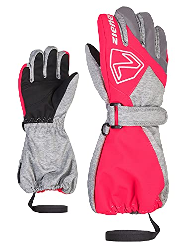 Ziener Unisex Baby Lauro Ski-Handschuhe/Winter | wasserdicht Lange Stulpe reflektierend, light mélange.neon pink, 116 von Ziener