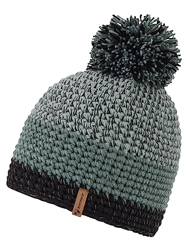 Ziener Unisex INTERCONTINENTAL Bommel-Mütze | gehäkelt Fleece-Futter dreifarbig, gray seal, Usex von Ziener