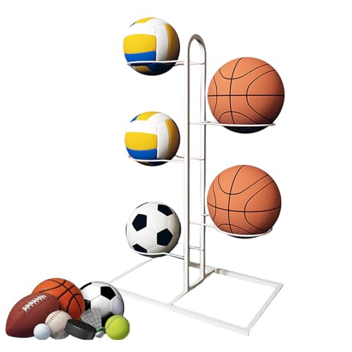 Ball-Organizer, Basketballständer | Volleyball-Organizerständer aus Gusseisen | Multifunktionaler Ball-Organizerständer für Schlafzimmer von Ziennhu