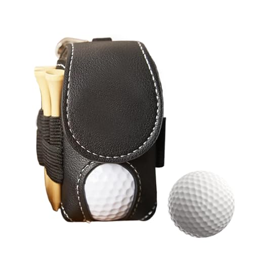 Tragbare Golf-Tee-Tasche, Golf-Tee aus Leder, Aufbewahrungstasche für Golf aus PU-Leder, doppelseitiger Golftee, Tasche für Golf-Zubehör mit 10 Nägeln aus Holz, Schwarz von Ziennhu