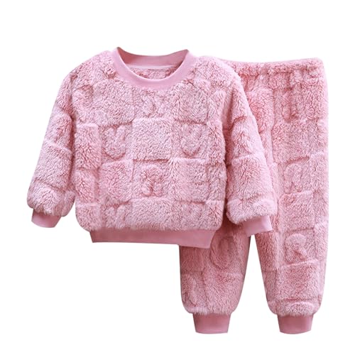 Angebot des Tages, Flanell Schlafanzug Mädchen Warme Fleece Pyjama - Kuschel Pyjama Flauschiger Schlafanzug Langarm Frottee Nachtwäsche Pjs Mit Lange Oberteile Und Hosen Lose Für Kinder von Zilosconcy