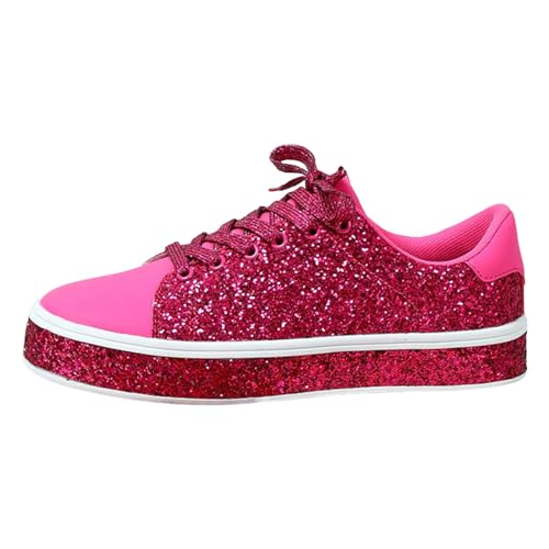 Angebote des Tages Heute, Glitzer Sneaker Damen Shiny Pailletten Schuhe - Glitzerschuhe Flache Low Glitzer Schuhe Frauen Bequeme Leichte Freizeitschuhe Funkelnde Glitzernde Hochzeits-Brautschuhe von Zilosconcy