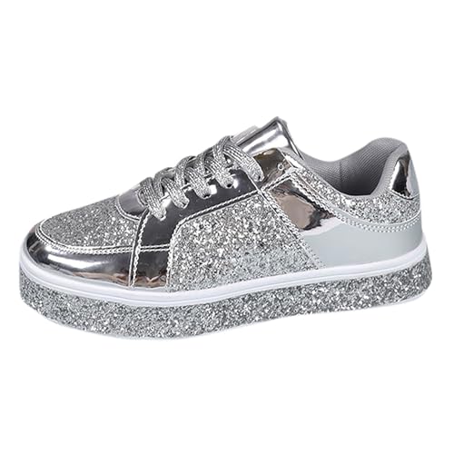 Angebote des Tages Heute, Pailletten Schuhe Damen Shiny Glitzer Sneaker - Glitzer Schuhe Flache Low Glitzerschuhe Frauen Bequeme Leichte Sportschuhe Funkelnde Glitzernde Hochzeits-Brautschuhe von Zilosconcy