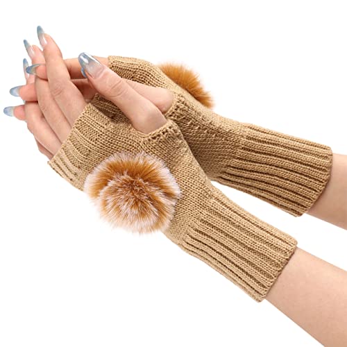 Armstulpen Schwarz, Armstulpen Damen Gestrickte Handstulpen - Fingerlose Handschuhe Ohne Finger Pulswärmer Winter Thermo Handgelenkwärmer Frauen Fäustlinge Halbe Fingerhandschuhe von Zilosconcy