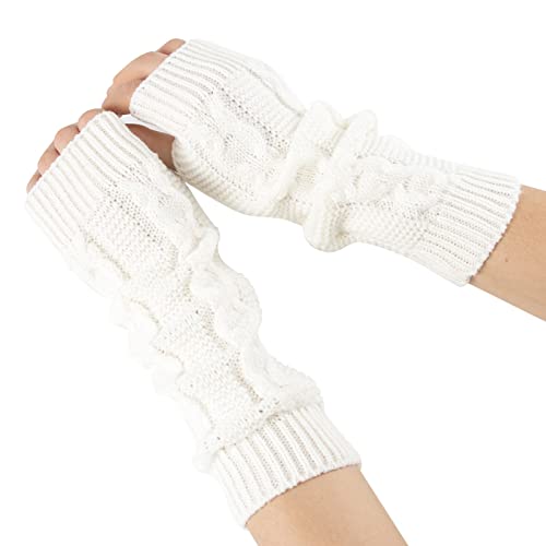 B Ware, Armstulpen Damen Gestrickte Handstulpen - Fingerlose Handschuhe Ohne Finger Pulswärmer Warme Kaschmir Handgelenkwärmer Frauen Fäustlinge Halbe Fingerhandschuhe von Zilosconcy