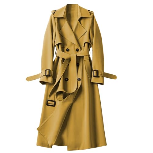 Black Friday, Dufflecoat Damen Lang Trenchcoat - Wollmantel Elegant Wintermantel Winter Boucle Mantel Für Frauen Baumwolle Windjacke Übergangsmantel Winddichter Reverskragen von Zilosconcy