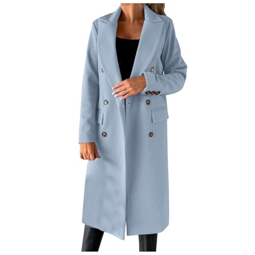 Black Friday, Trenchcoat Damen Elegant Dufflecoat - Herbstmantel Lang Mantel Wollmantel Mit Knöpfen Boucle Für Frauen Baumwolle Windjacke Übergangsmantel Winddichter Reverskragen von Zilosconcy