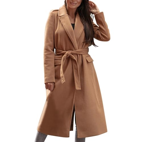 Black Friday, Wollmantel Damen Wolle Dufflecoat - Wolljacke Winter Trenchcoat Herbst Übergangsmantel Warme Klassischem Revers Coat Einfarbig Jacke Outwear Mit Knöpfen Für Frauen von Zilosconcy