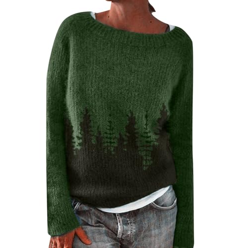 Black Friday Angebote 2024, Norweger Pullover Damen Mohair Weihnachtspulli - Alpaka Pullover Jacquard Sweater Bunt Grobstrickpullover Rundhals Langarm Strickpullover Casual Wollpulli Frauen von Zilosconcy