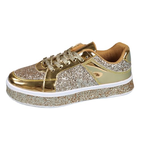 Black Friday Angebote 2024, Pailletten Schuhe Damen Shiny Glitzer Sneaker - Glitzer Schuhe Flache Low Glitzerschuhe Frauen Bequeme Leichte Sportschuhe Funkelnde Glitzernde Hochzeits-Brautschuhe von Zilosconcy