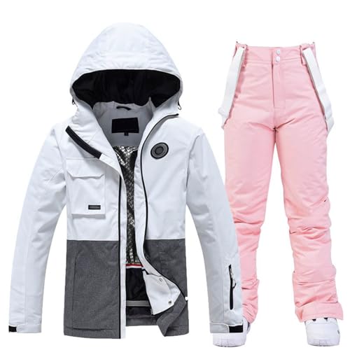 Black Friday Angebote 2024, Skianzug Damen 2 Teilig Outdoor Skijacke - Schneeanzug Winddichte Funktionsjacke Warme Schneehose Mit Abnehmbare Kapuzen Zum Skifahren Snowboarden von Zilosconcy