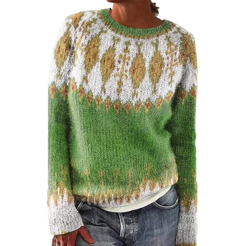 Black Friday Angebote 2024, Weihnachtspulli Damen Mohair Norweger Pullover - Alpaka Pullover Jacquard Sweater Weich Grobstrickpullover Warme Winterpullover Oberteile Lockere Jumpers Frauen von Zilosconcy