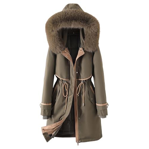 Blitzangebote, Damenmantel Damen Gefüttert Wintermantel Mit Kapuze - Winterparka Lang Winterjacke Grosse Grössen Warme Steppjacke Frauen Einfarbig Bequemes Winddicht Outdoorjacke von Zilosconcy