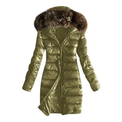 Blitzangebote, Damenmantel Damen Gefüttert Wintermantel Mit Kapuze - Winterparka Lang Winterjacke Winter Flauschige Thermojacke Frauen Einfarbig Bequemes Winddicht Outdoorjacke von Zilosconcy