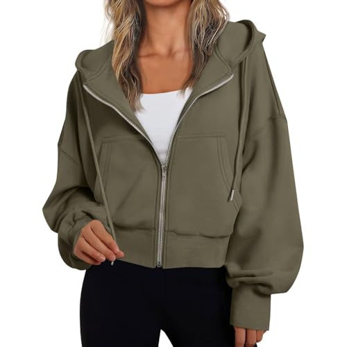 Blitzangebote, Sweatjacke Damen Kurzer Strickjacke Mit Kapuze - Zipper Hoodie Warme Kapuzenjacke Herbst Winter Langarm Sportjacke Frauen Basic Casual Fitness Oberteile von Zilosconcy