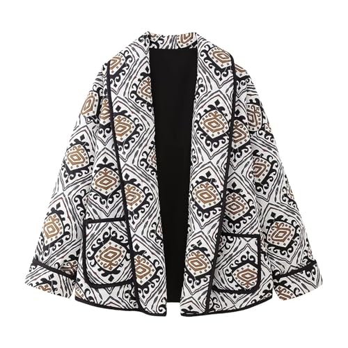 Blitzangebote, Thermojacke Damen Blumendruck Fliesjacken - Winterjacke Boho Print Knopf Jacke Warme Leichte Strickjacke Frauen Patchwork Stickerei Herbst Winter Fleecejacke Oberteile von Zilosconcy