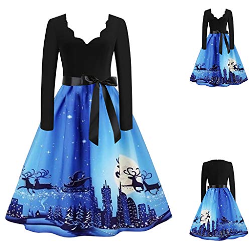 Blitzangebote, Weihnachtskleider Damen Weihnachten Motiv Weihnachtskleid - Weihnachtskleidung Langarm Cocktail Partykleid Kleid Fur Frauen Vintage Rockabilly Christmas Kleider von Zilosconcy