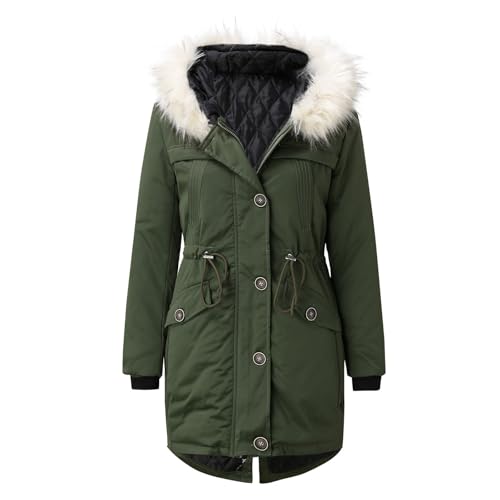 Blitzangebote, Wintermantel Damen Gefüttert Damenmantel Mit Kapuze - Winterparka Lang Winterjacke Grosse Grössen Winter Steppjacke Frauen Elegant Winddicht Outdoor Mantel Mit-Fell von Zilosconcy