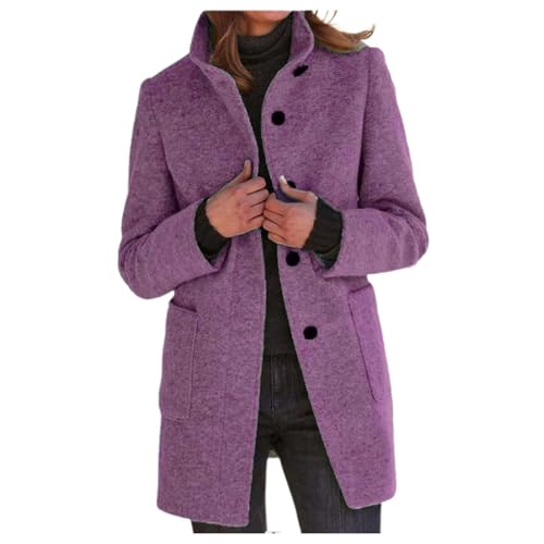 Blitzangebote des Tages, Dufflecoat Damen Elegant Trenchcoat - Wollmantel Winter Boucle Mantel Langer Übergangsmantel Für Frauen Übergangsjacke Wintermantel Warme Wolljacke Windjacke von Zilosconcy